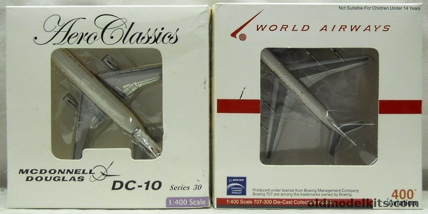 400Aviation 1/400 AV4707002 Boeing 707-300 World Airways / AeroClassics AC55A DC-10-30 World Airways plastic model kit